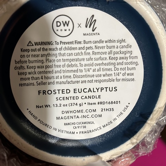 Rae Dunn 13.2 oz CAMPER JOY Frosted Eucalyptus Candle Wood Wick  NEW - Picture 8 of 10